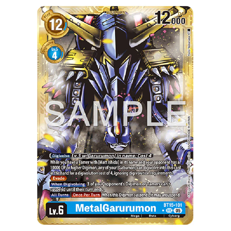 Digimon Card Game - AD01 - Digimon Generation - MetalGarurumon (Gold Border) - (SEC) - BT15-101a
