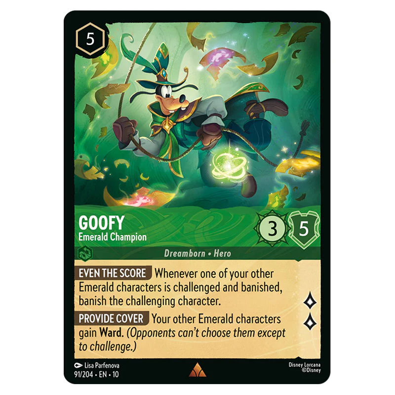 Lorcana - Whispers in the Well - Goofy - Emerald Champion (Rare) - 91/204