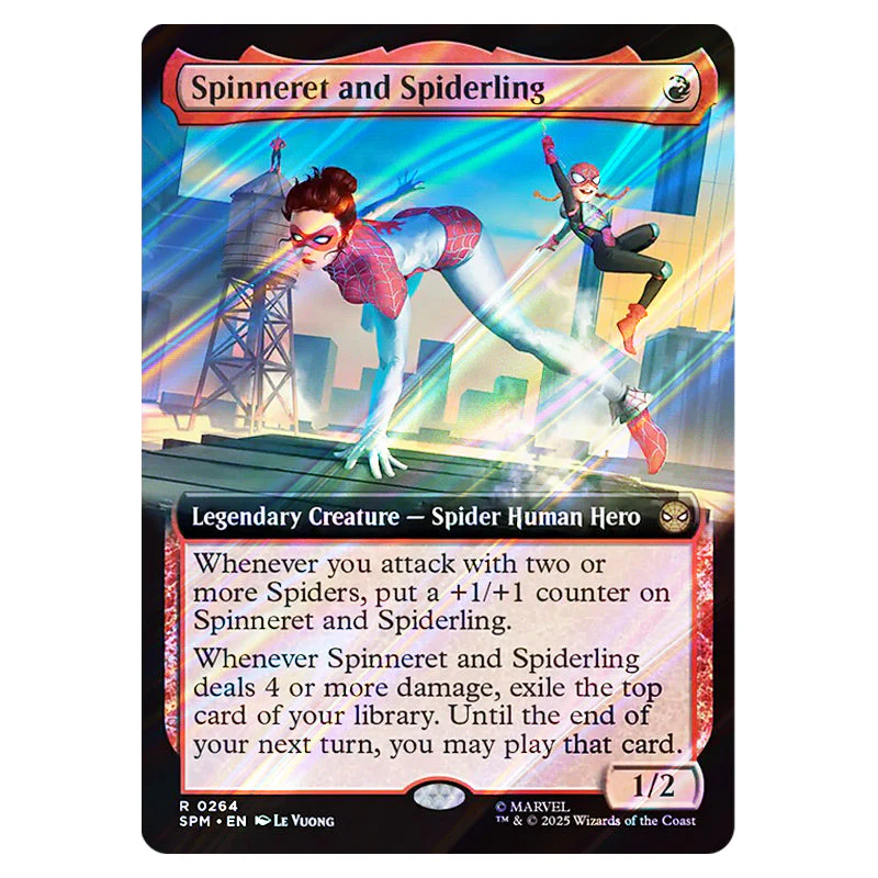 Magic The Gathering - Marvel's Spider-Man - Spinneret and Spiderling (Extended Art Card) - 0264 (Foil)