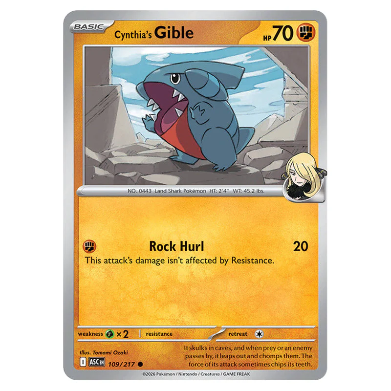 Pokemon - Mega Evolution - Ascended Heroes - Cynthia's Gible - 109/217